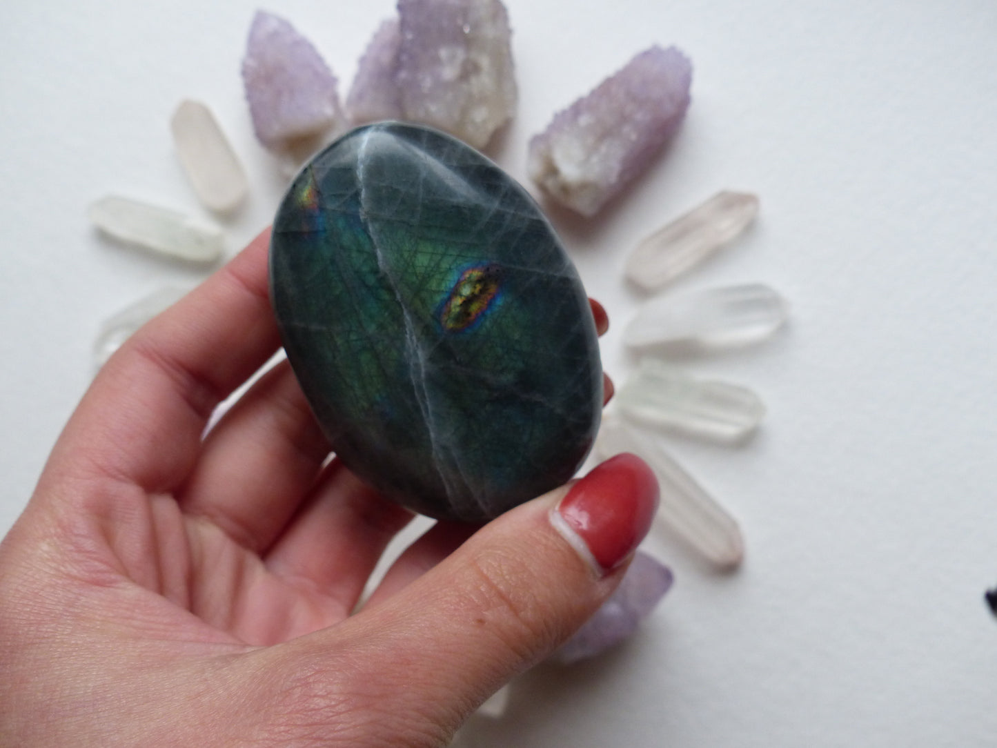 Labradorite Palm Stone, Teal Palm Stone (#43)
