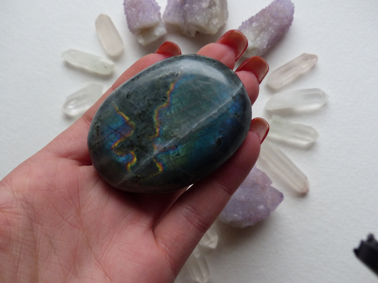 Labradorite Palm Stone, Teal Palm Stone (#43)