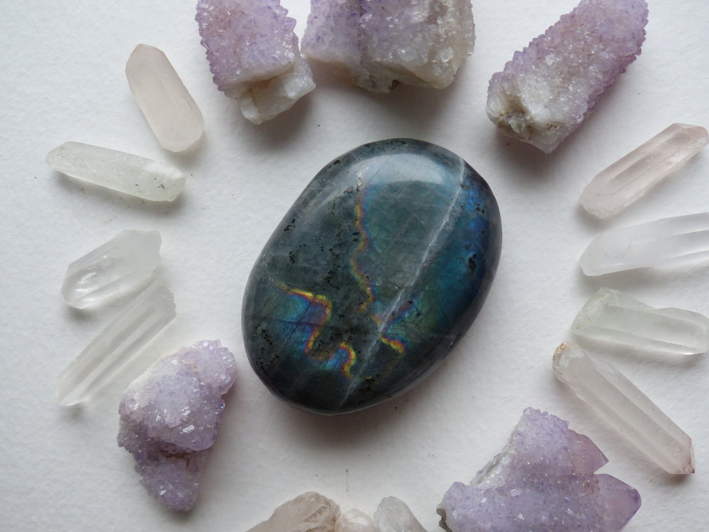 Labradorite Palm Stone, Teal Palm Stone (#43)