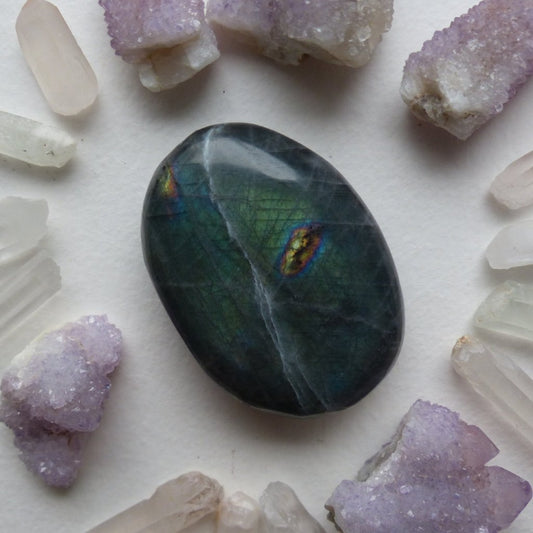 Labradorite Palm Stone, Teal Palm Stone (#43)