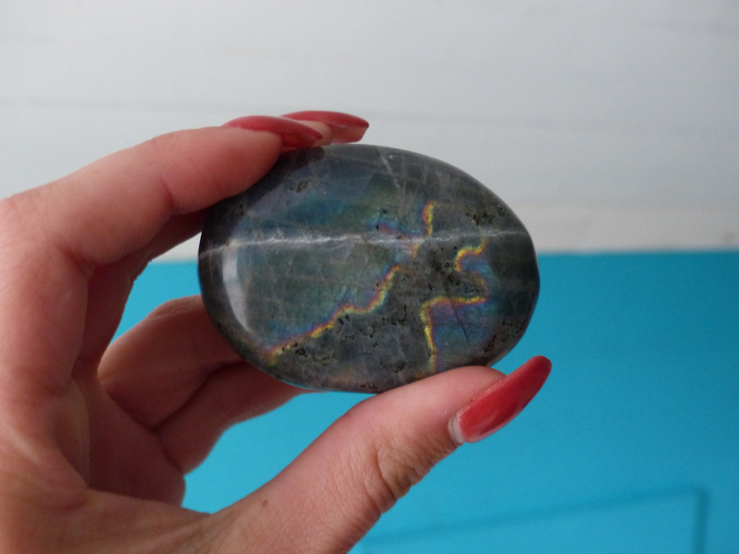 Labradorite Palm Stone, Teal Palm Stone (#43)