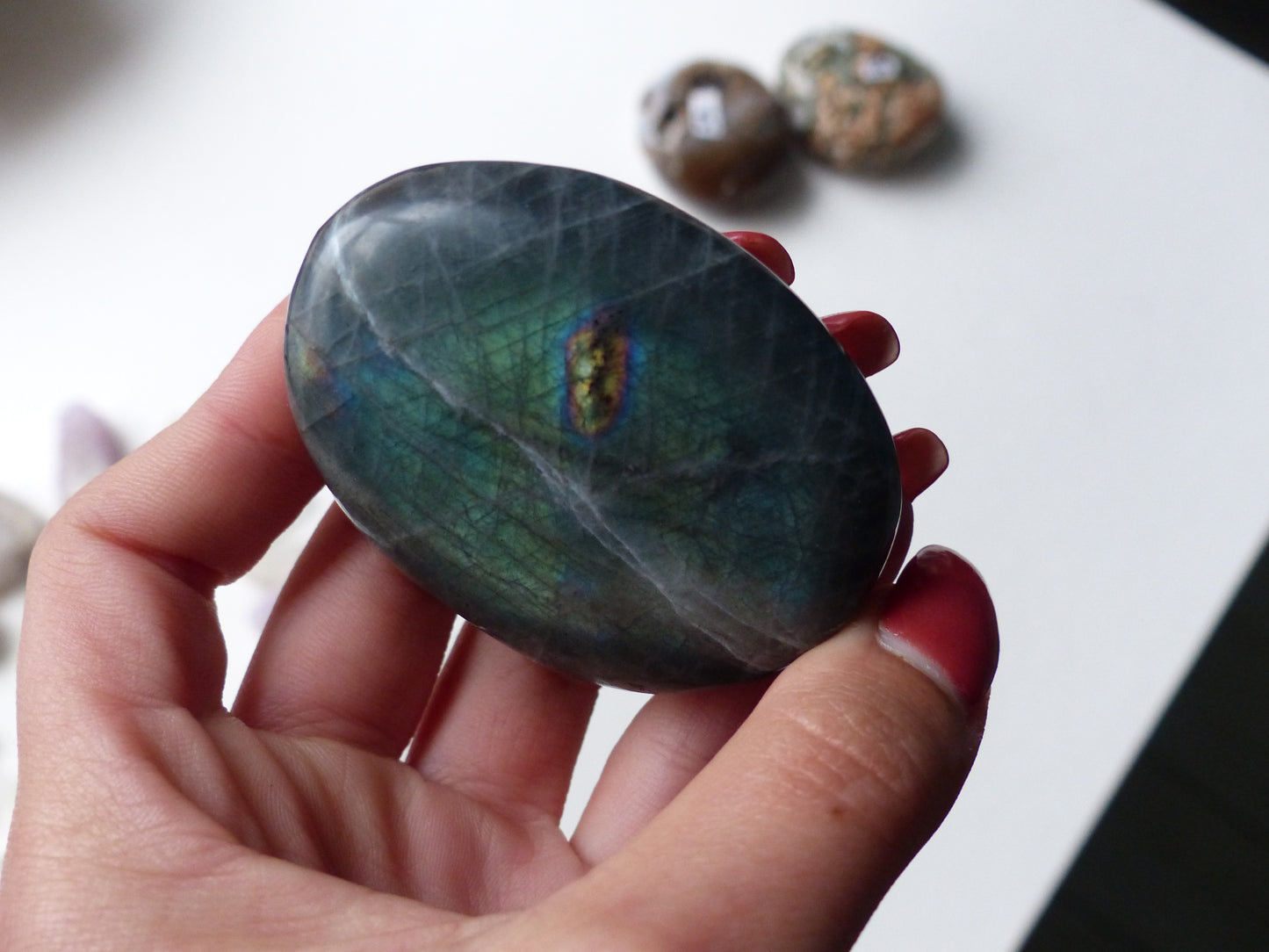 Labradorite Palm Stone, Teal Palm Stone (#43)