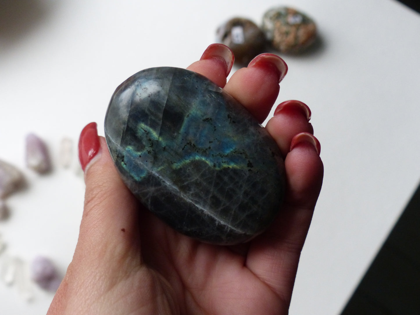 Labradorite Palm Stone, Teal Palm Stone (#43)