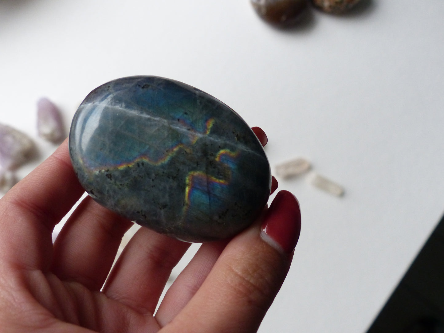 Labradorite Palm Stone, Teal Palm Stone (#43)