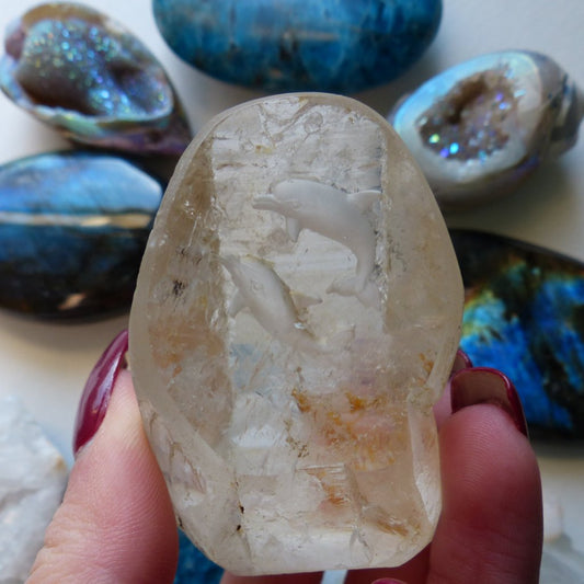 Quartz Point - Collectors Piece with Carved Dolphins - Simply Affinity