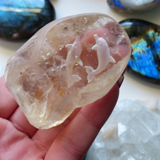 Quartz Point - Collectors Piece with Carved Dolphins - Simply Affinity