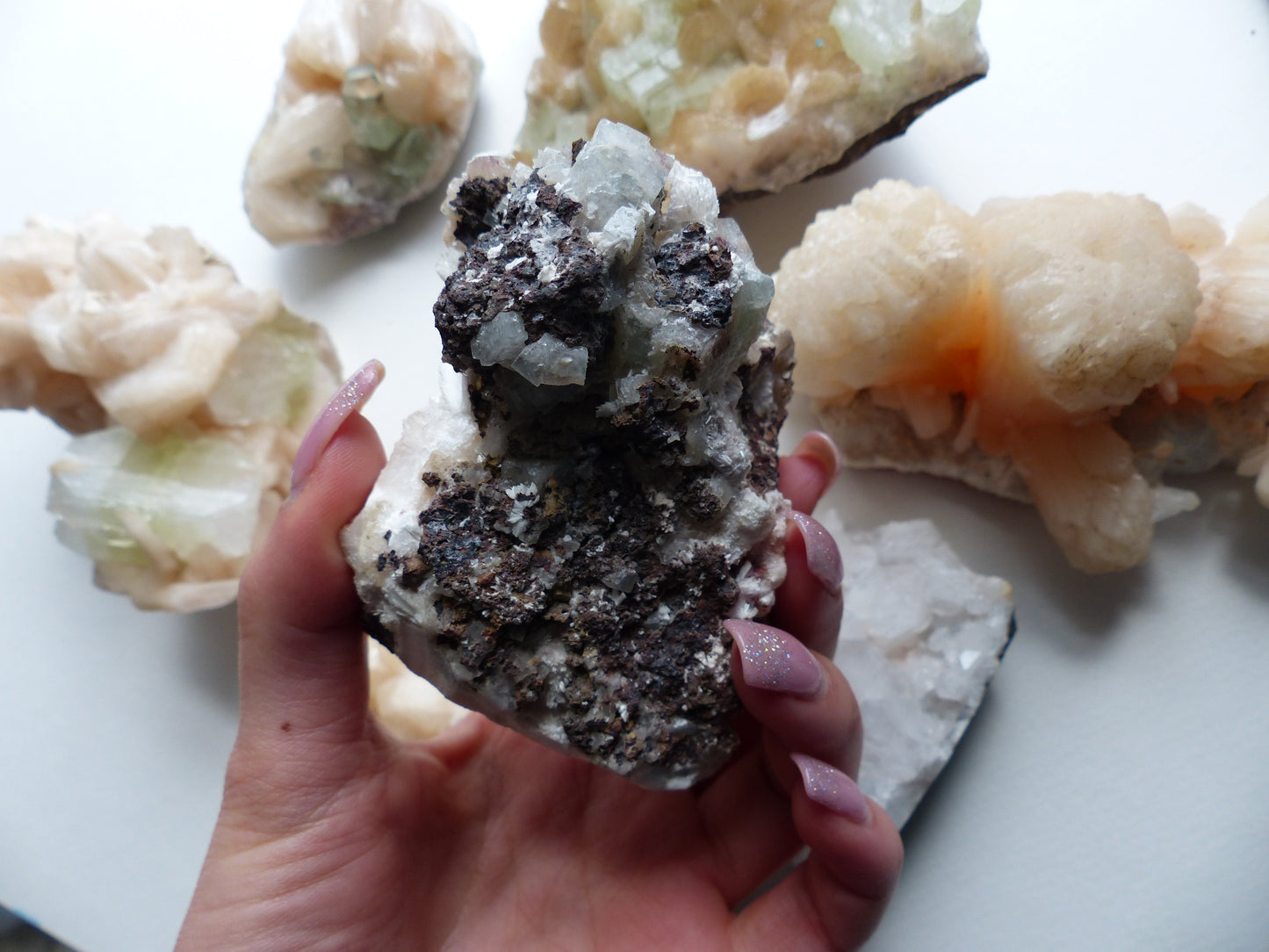 Green Apophyllite on Mordenite (#16)