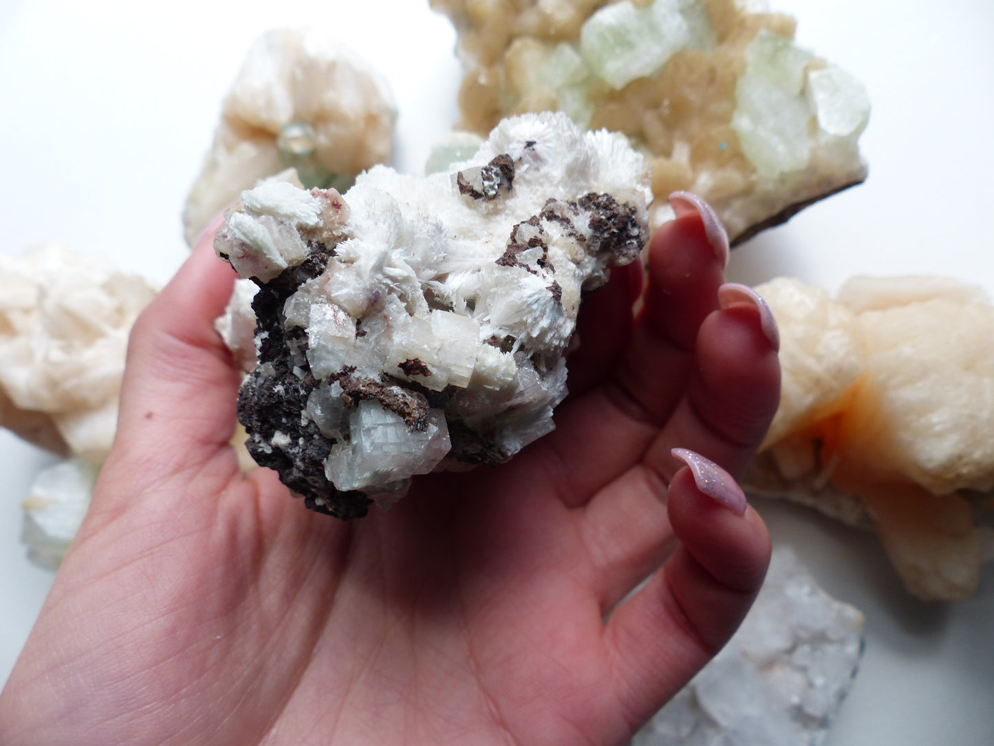 Green Apophyllite on Mordenite (#16)