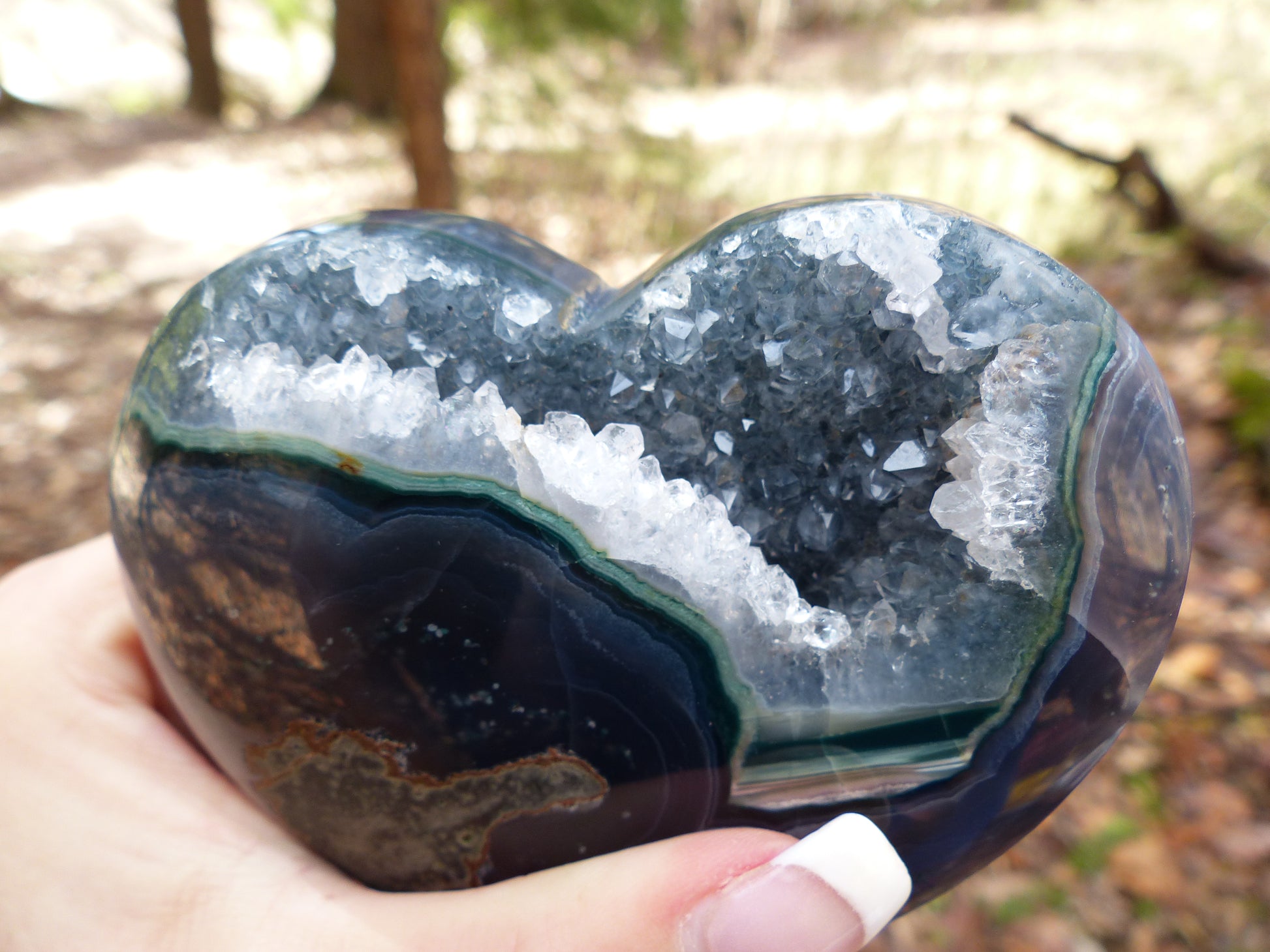Quartz Geode & Blue Agate Heart (#5) - Simply Affinity