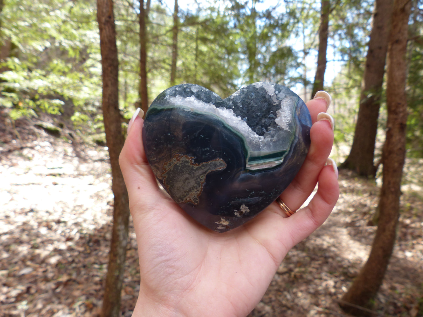 Quartz Geode & Blue Agate Heart (#5) - Simply Affinity