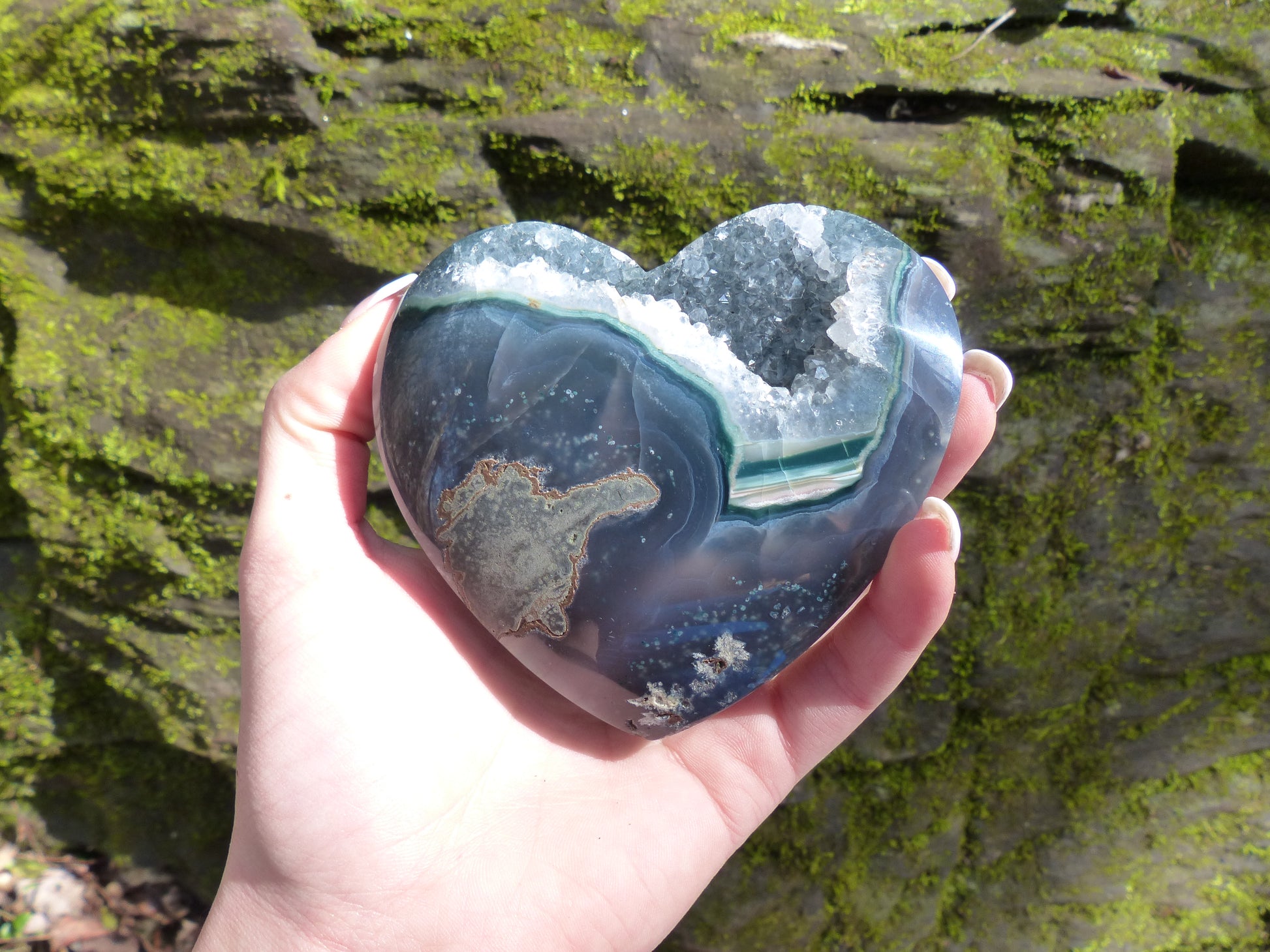 Quartz Geode & Blue Agate Heart (#5) - Simply Affinity