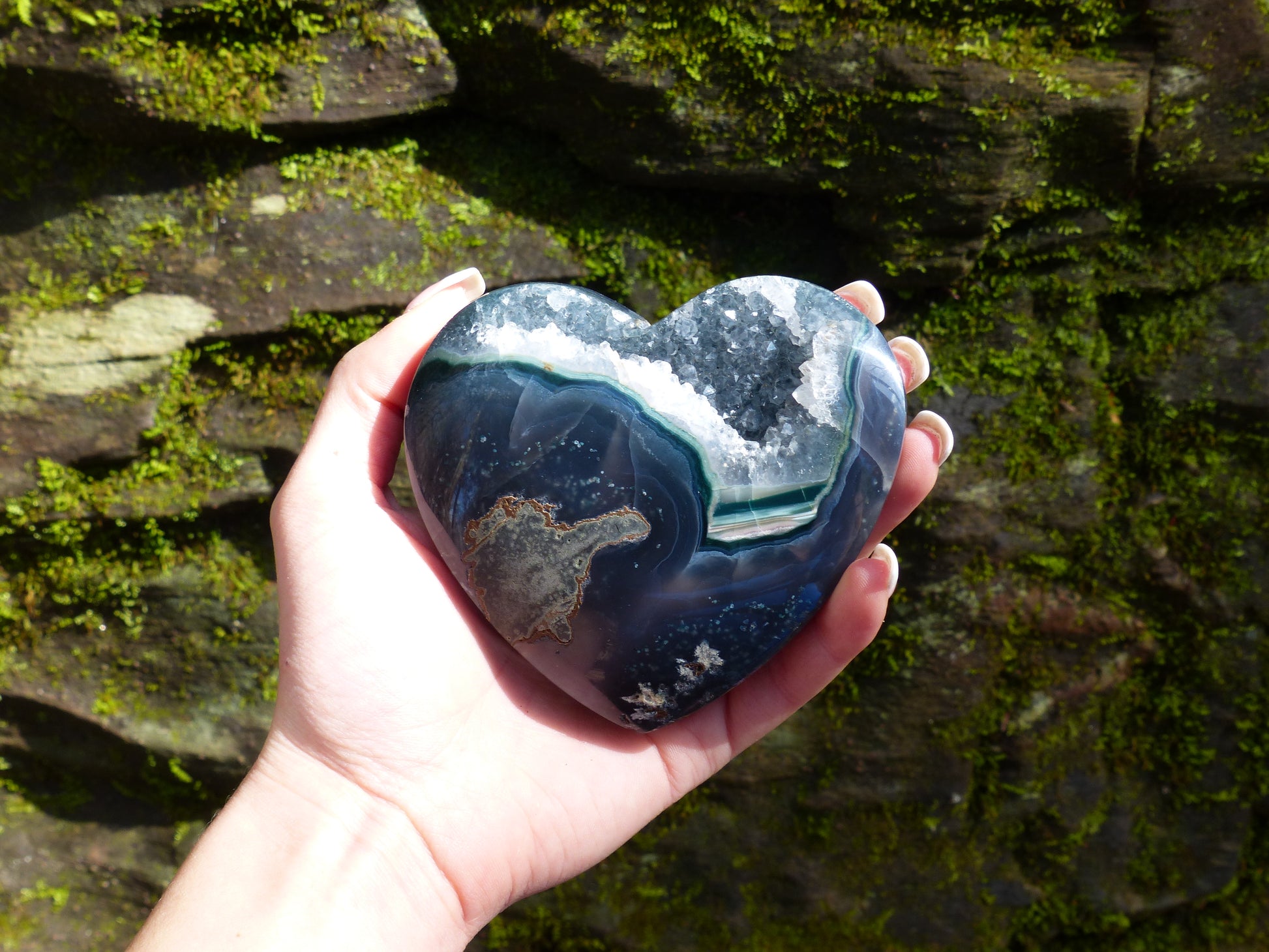 Quartz Geode & Blue Agate Heart (#5) - Simply Affinity