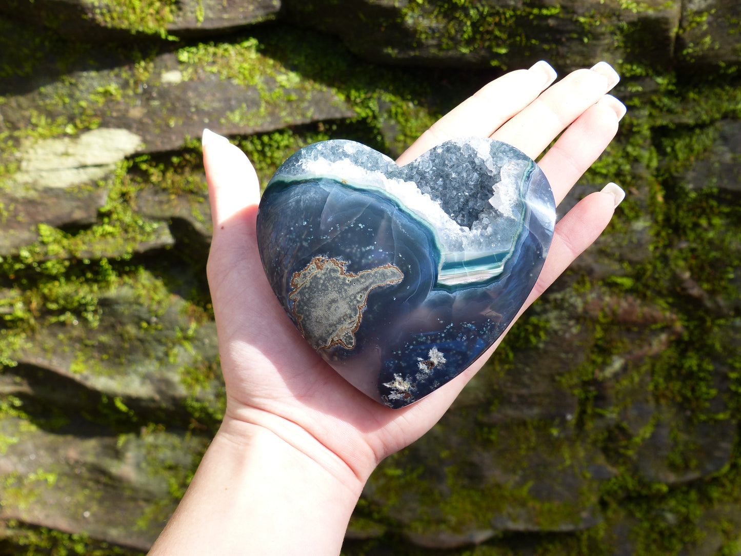Quartz Geode & Blue Agate Heart (#5) - Simply Affinity