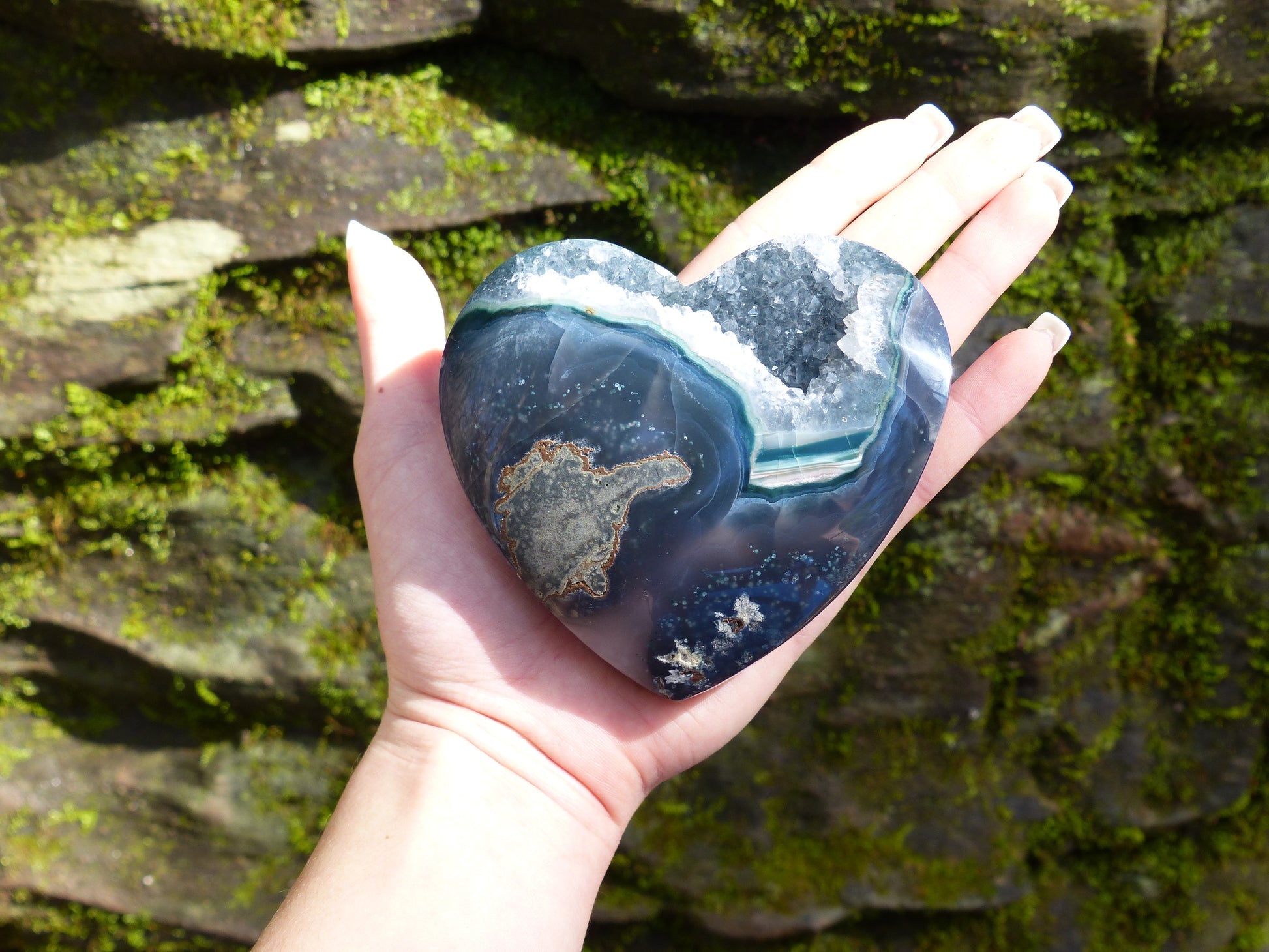 Quartz Geode & Blue Agate Heart (#5) - Simply Affinity