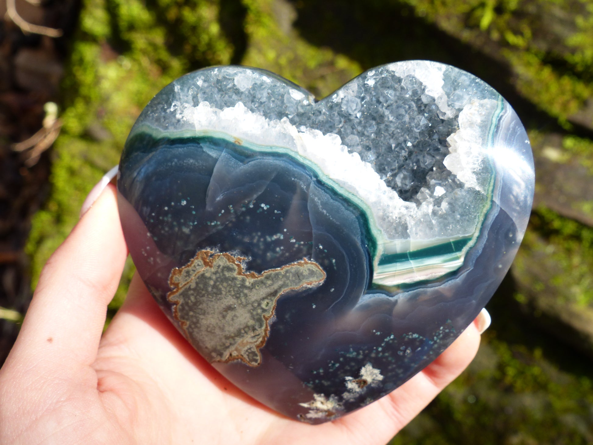 Quartz Geode & Blue Agate Heart (#5) - Simply Affinity