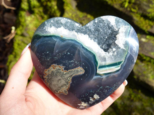 Quartz Geode & Blue Agate Heart (#5) - Simply Affinity
