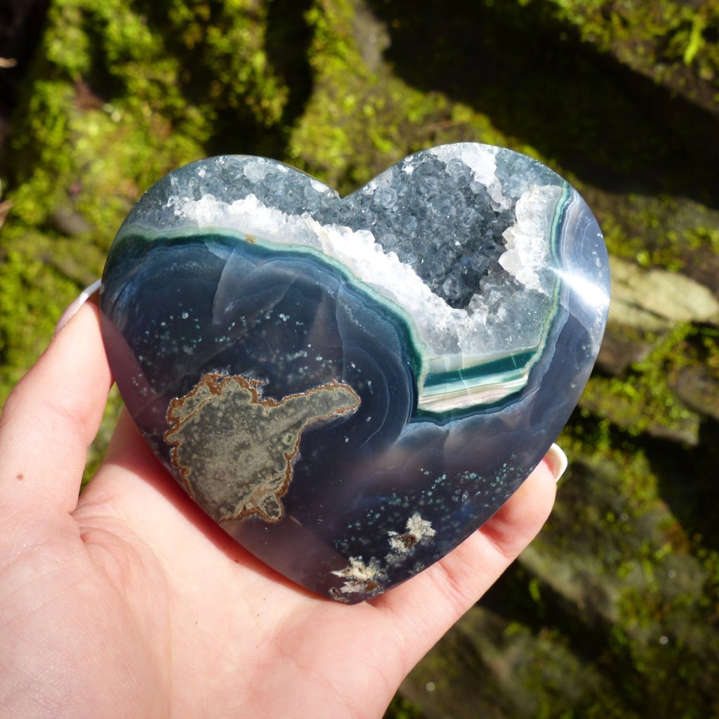 Quartz Geode & Blue Agate Heart (#5) - Simply Affinity