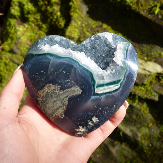 Quartz Geode & Blue Agate Heart (#5) - Simply Affinity