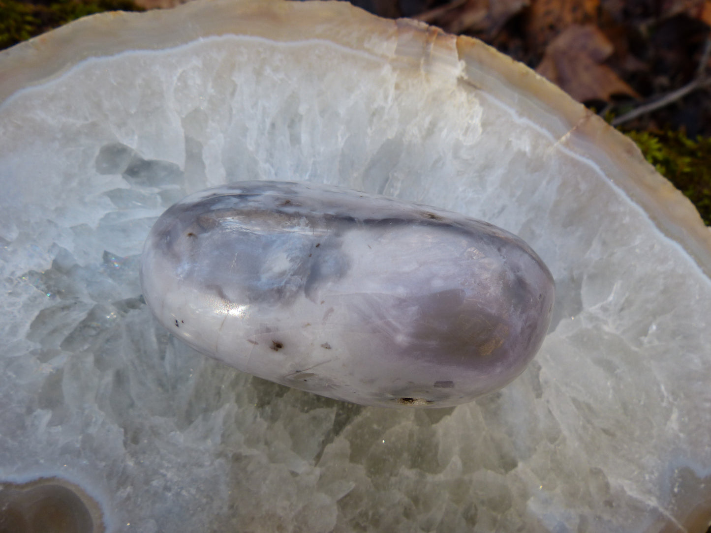 Violet Flame Agate Palm Stone (#4)