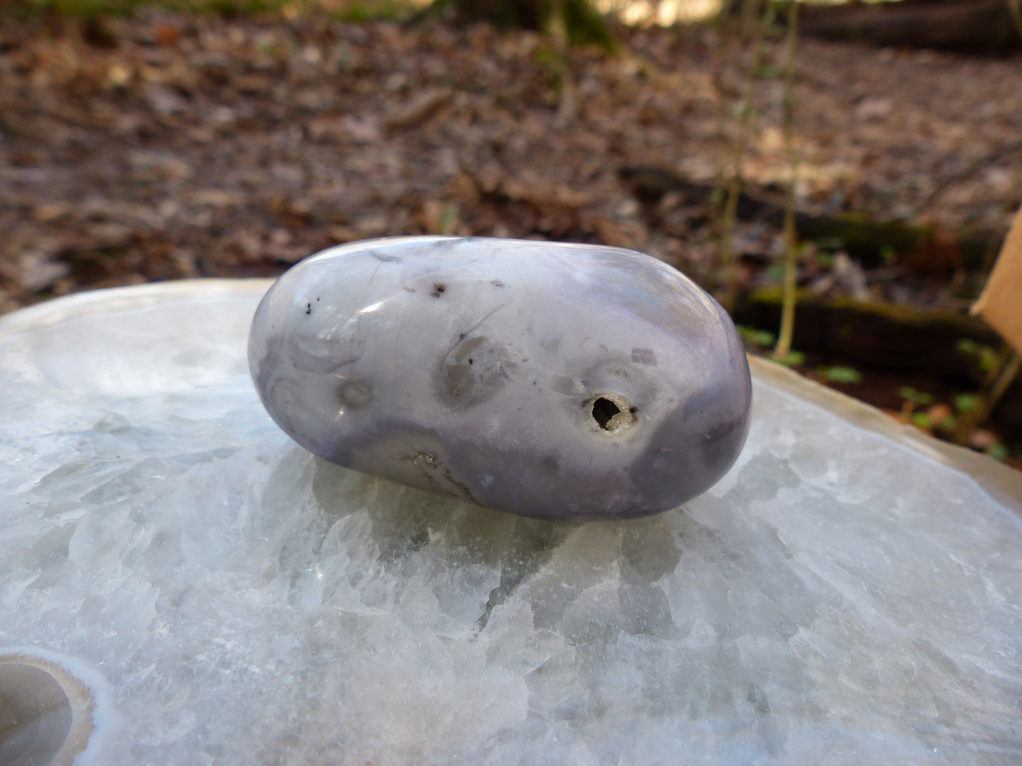 Violet Flame Agate Palm Stone (#4)