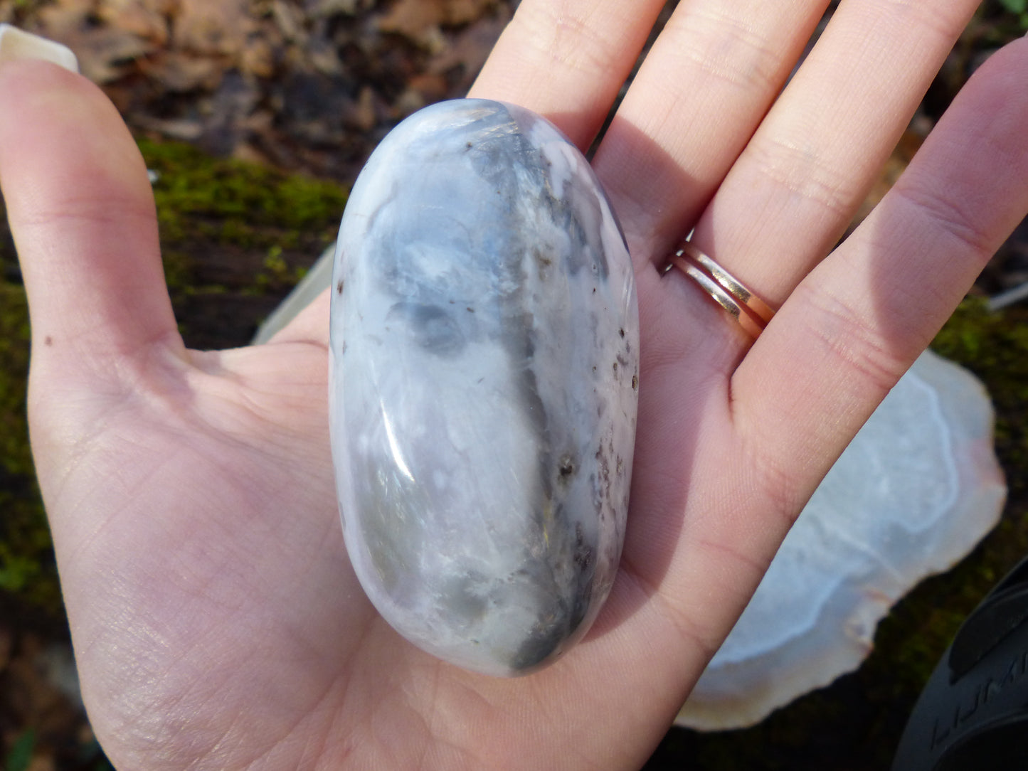 Violet Flame Agate Palm Stone (#4)