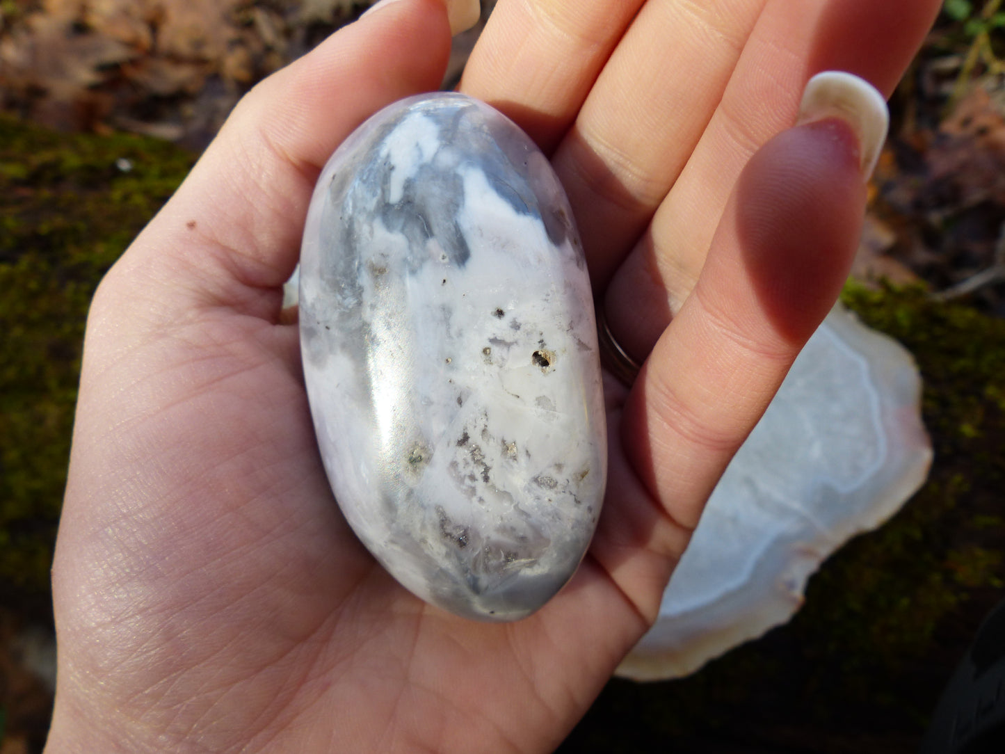 Violet Flame Agate Palm Stone (#4)