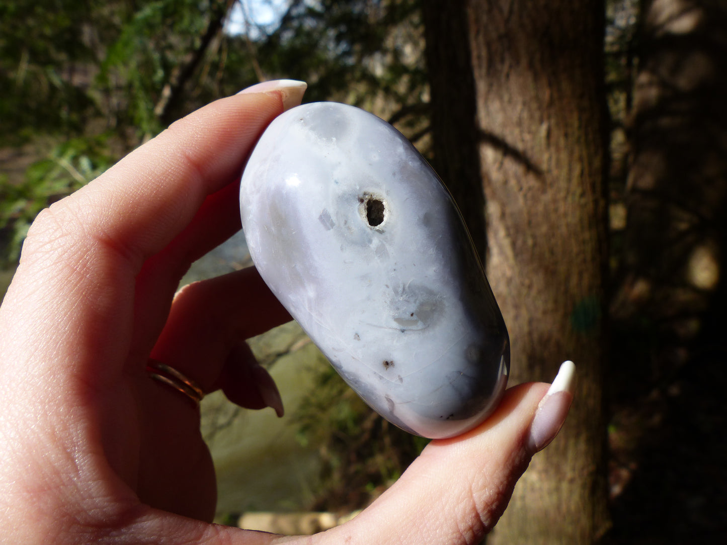 Violet Flame Agate Palm Stone (#4)