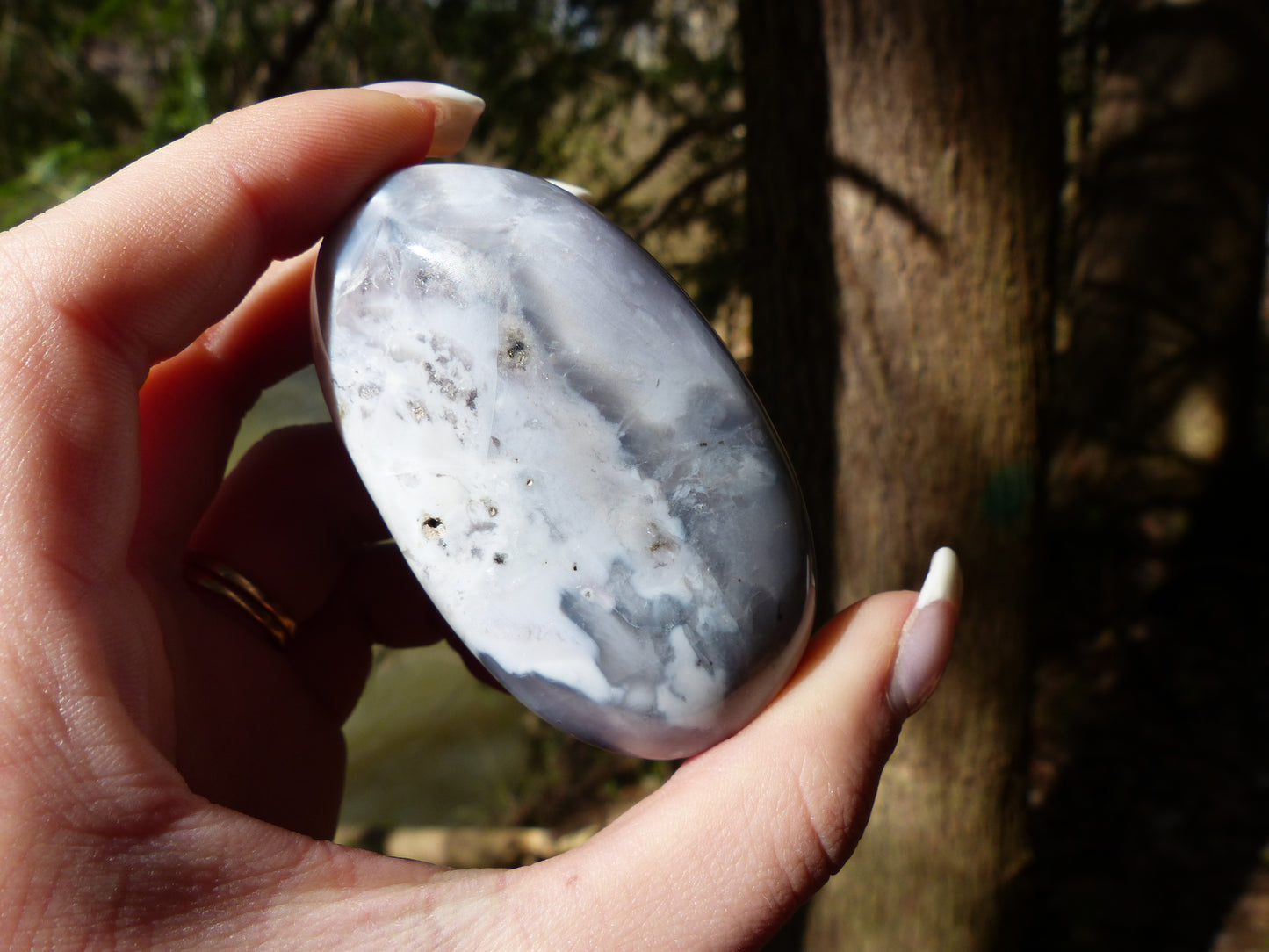 Violet Flame Agate Palm Stone (#4)