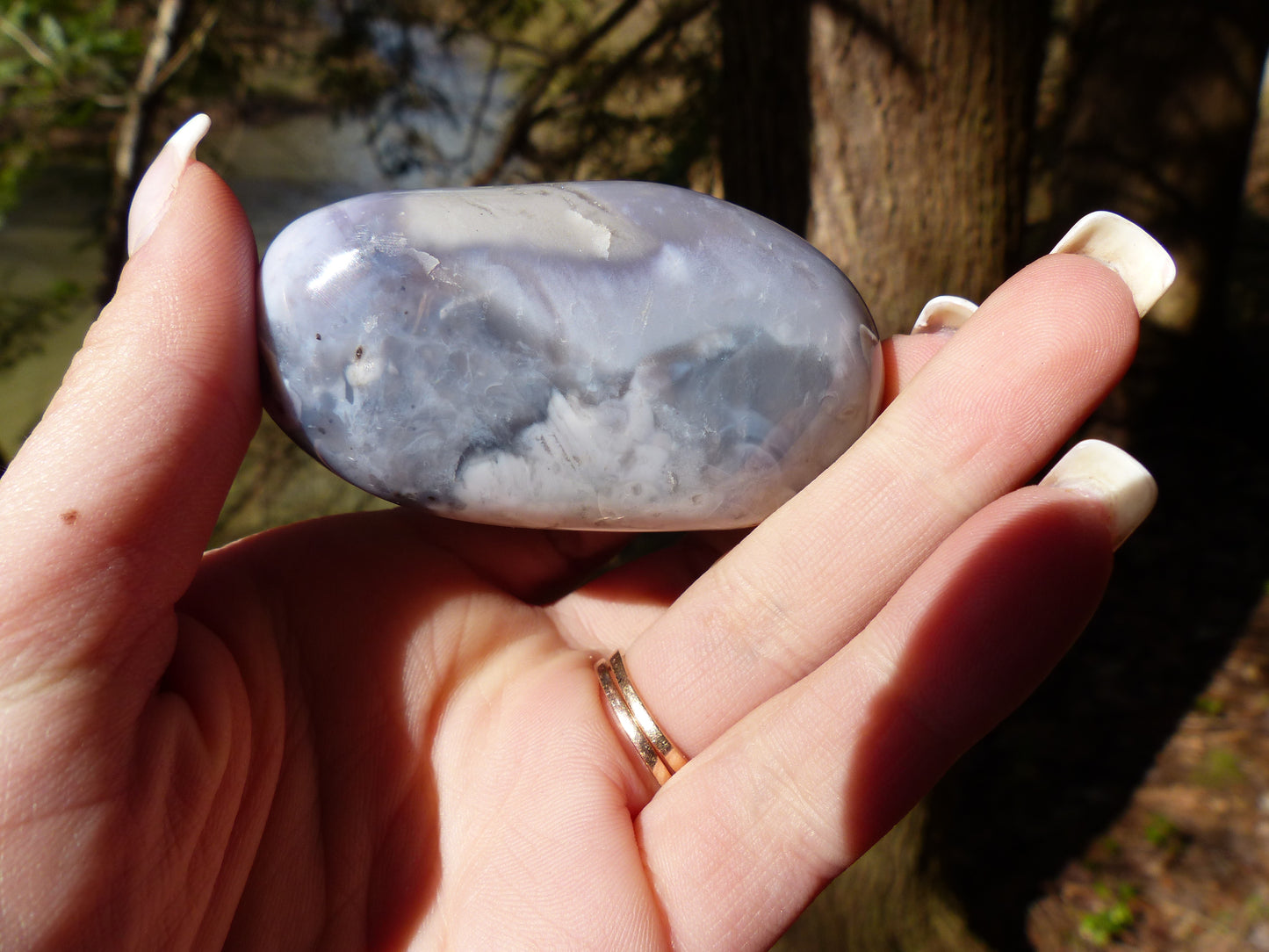 Violet Flame Agate Palm Stone (#4)