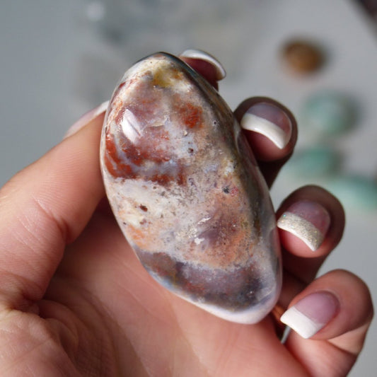 Violet Flame Agate Palm Stone (#8)