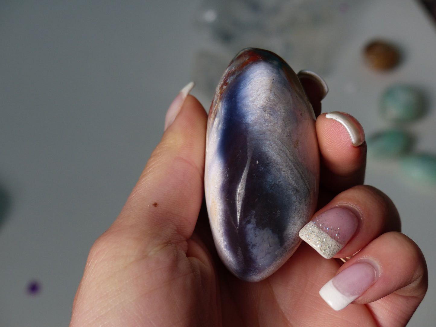 Violet Flame Agate Palm Stone (#8)