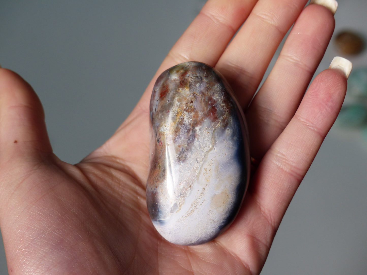 Violet Flame Agate Palm Stone (#8)