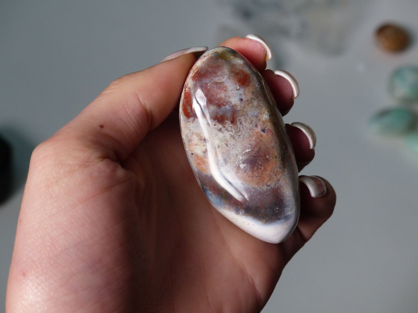 Violet Flame Agate Palm Stone (#8)