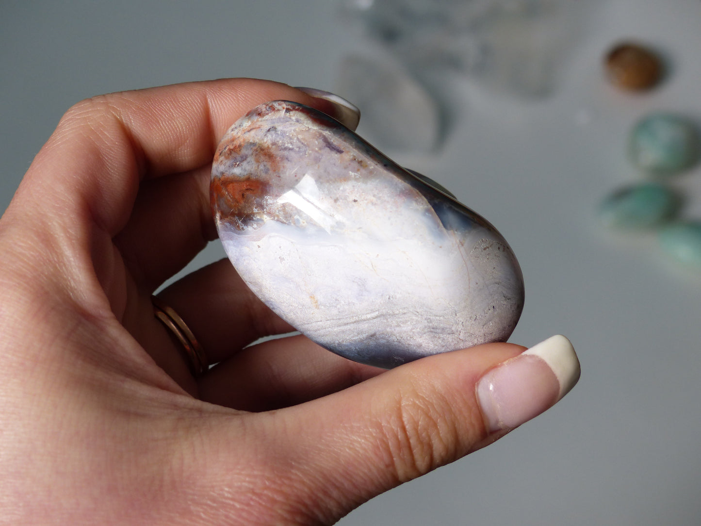 Violet Flame Agate Palm Stone (#8)
