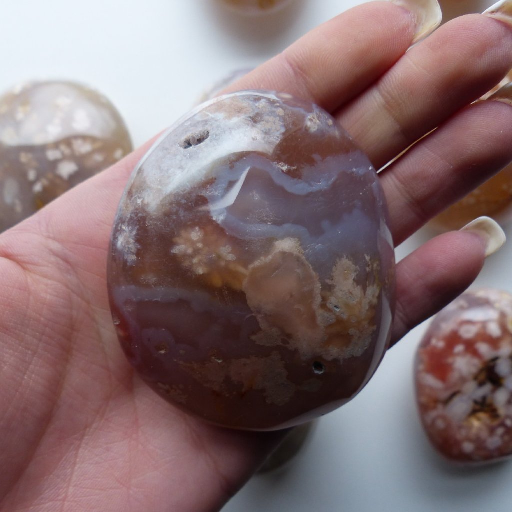 Flower Agate Palm Stone (#26)