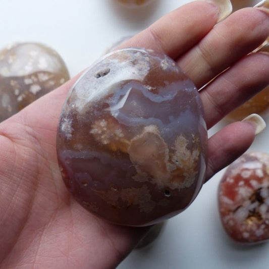 Flower Agate Palm Stone (#26)