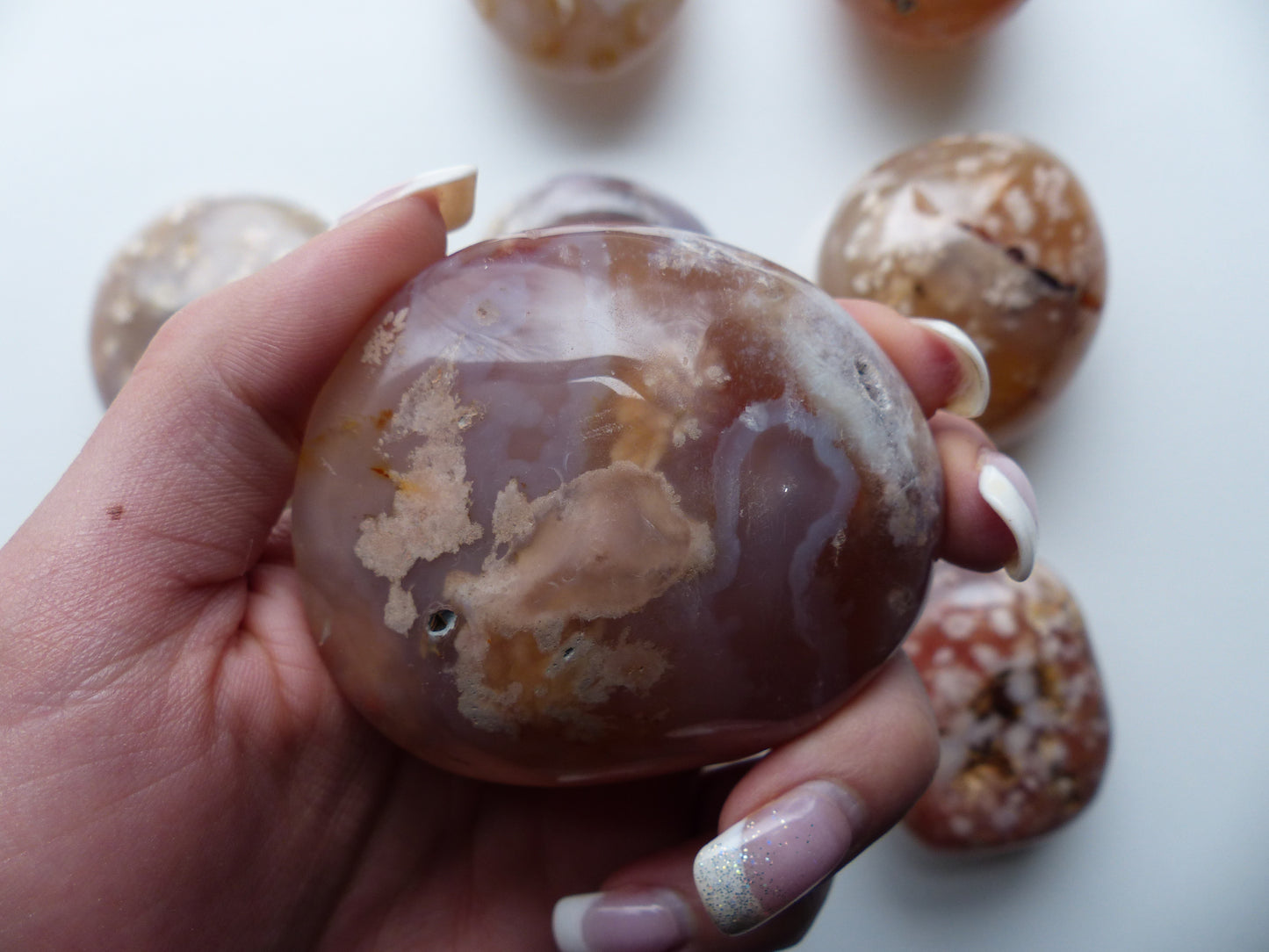 Flower Agate Palm Stone (#26)