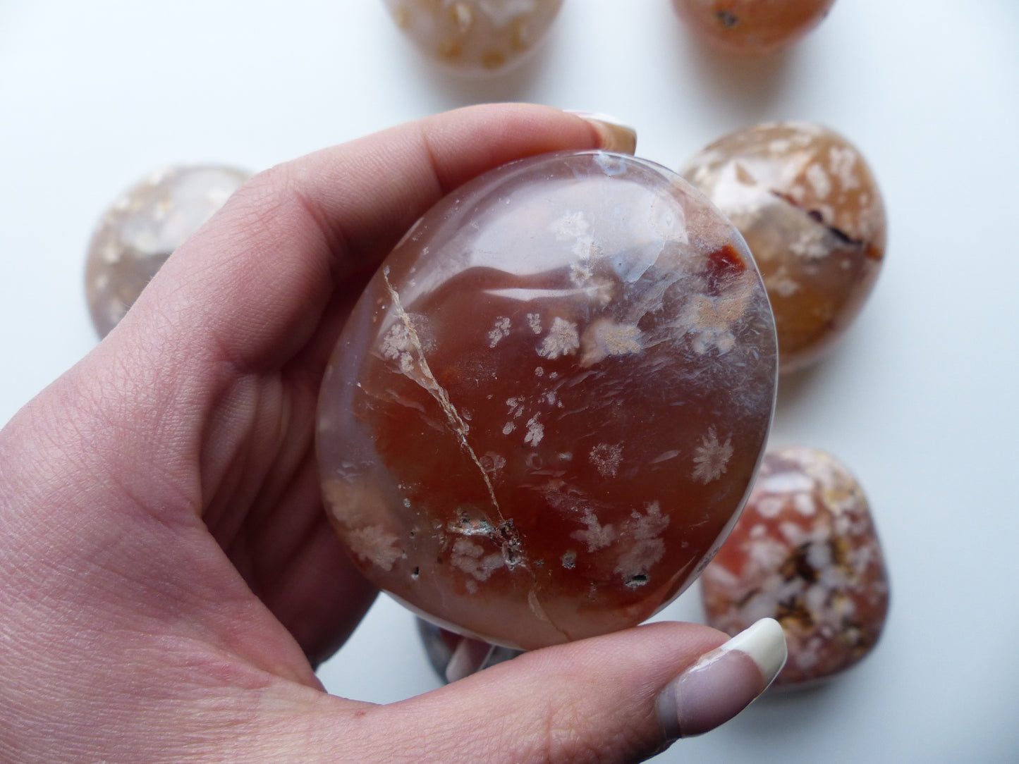 Flower Agate Palm Stone (#26)