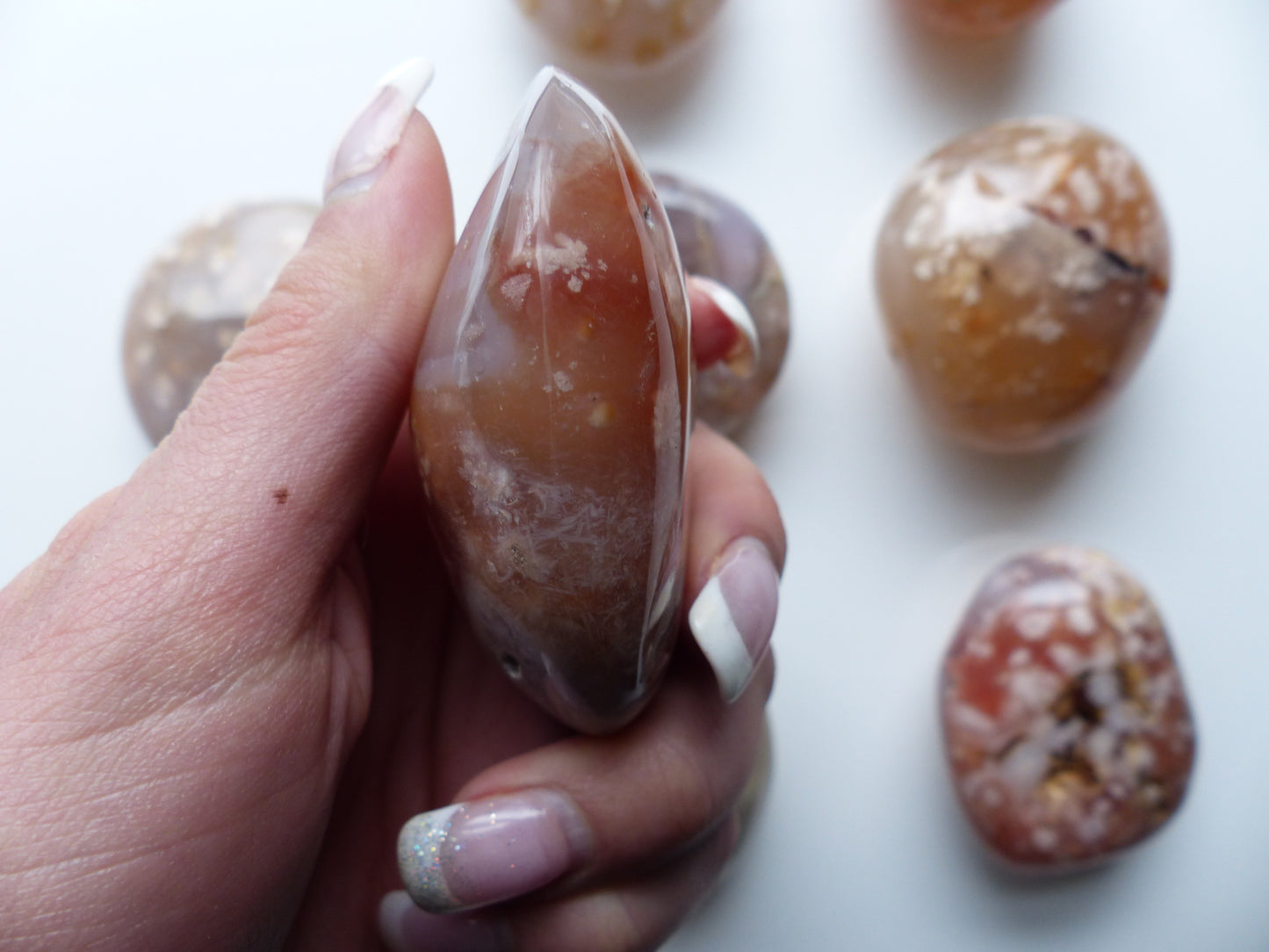 Flower Agate Palm Stone (#26)