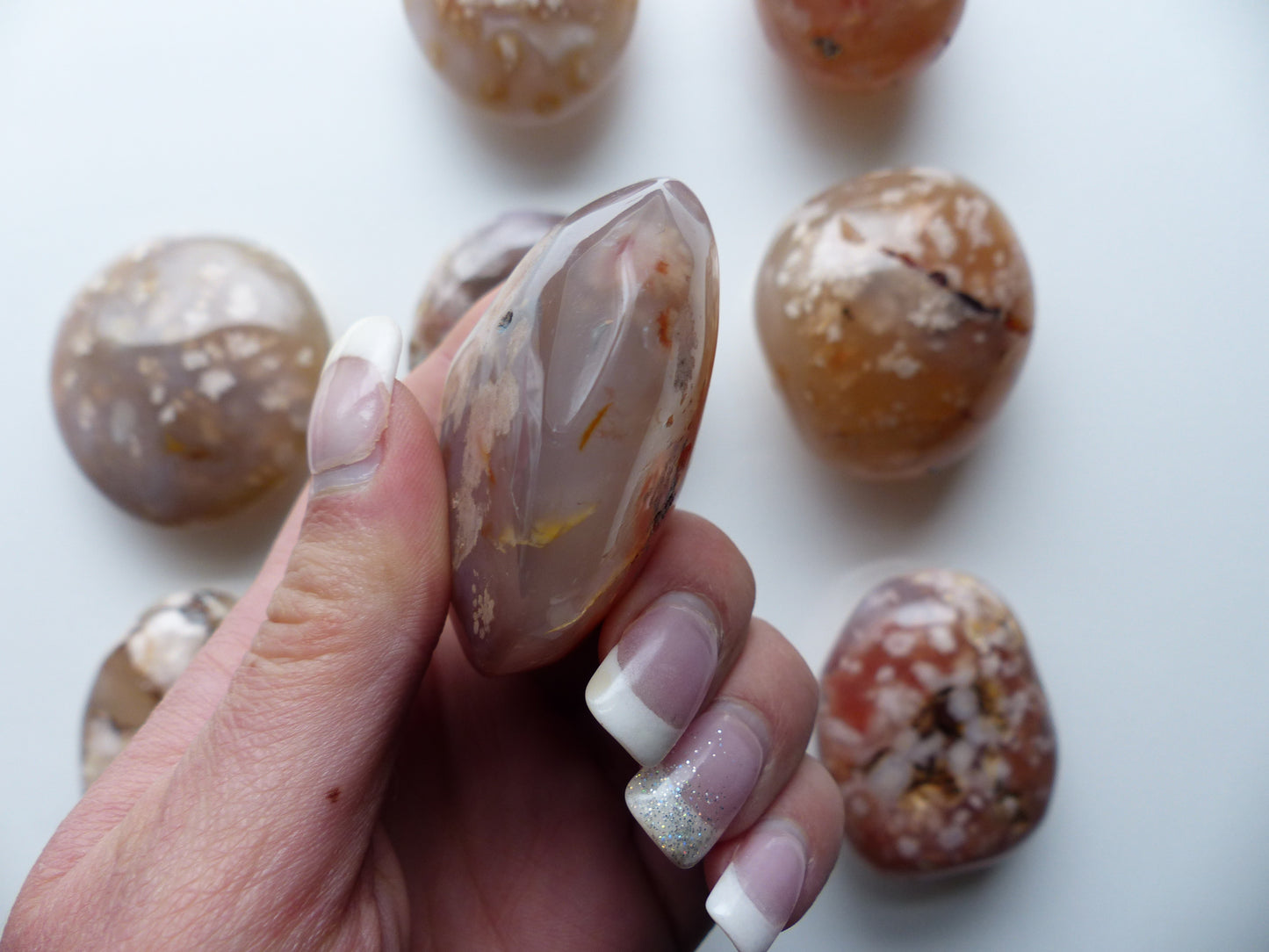 Flower Agate Palm Stone (#26)