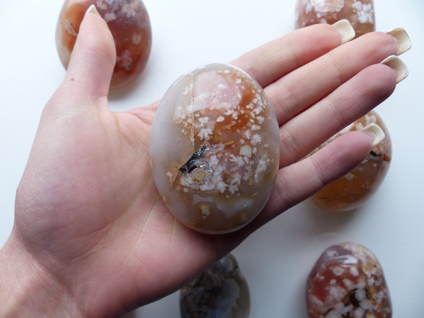 Flower Agate Palm Stone (#27)