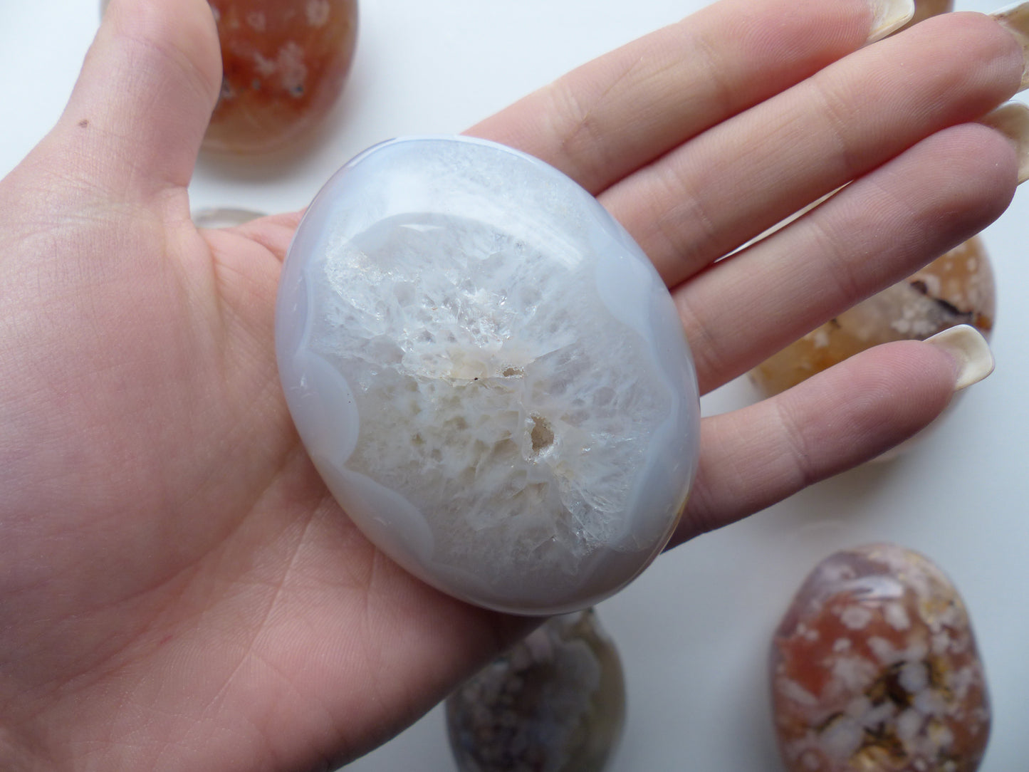 Flower Agate Palm Stone (#27)