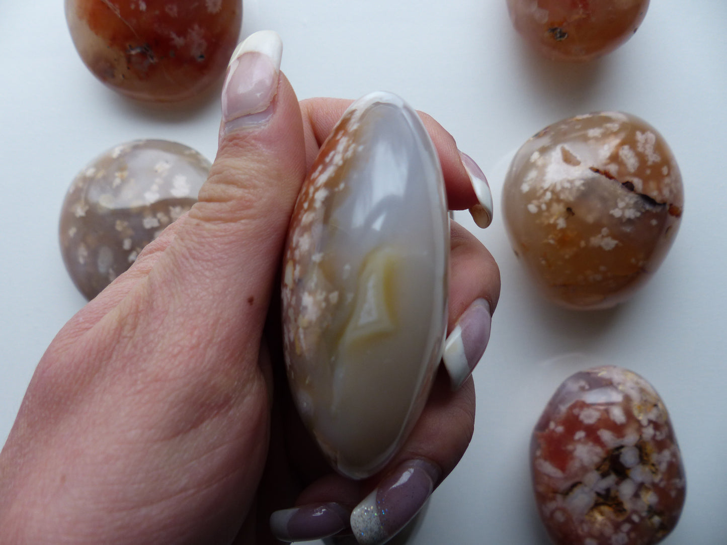 Flower Agate Palm Stone (#27)