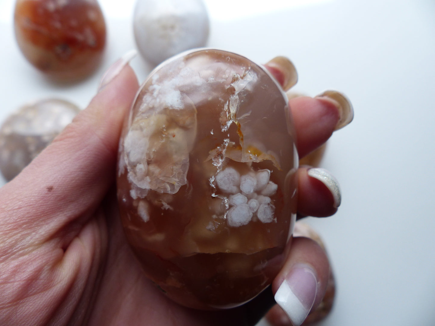 Flower Agate Palm Stone (#25)