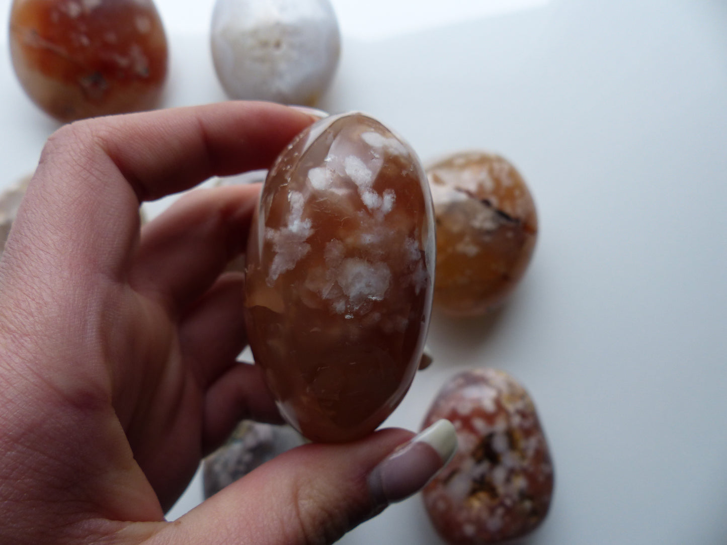 Flower Agate Palm Stone (#25)