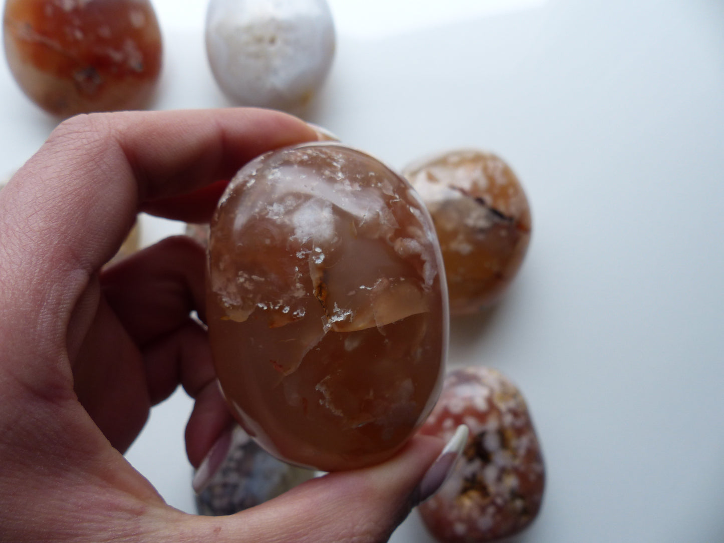 Flower Agate Palm Stone (#25)