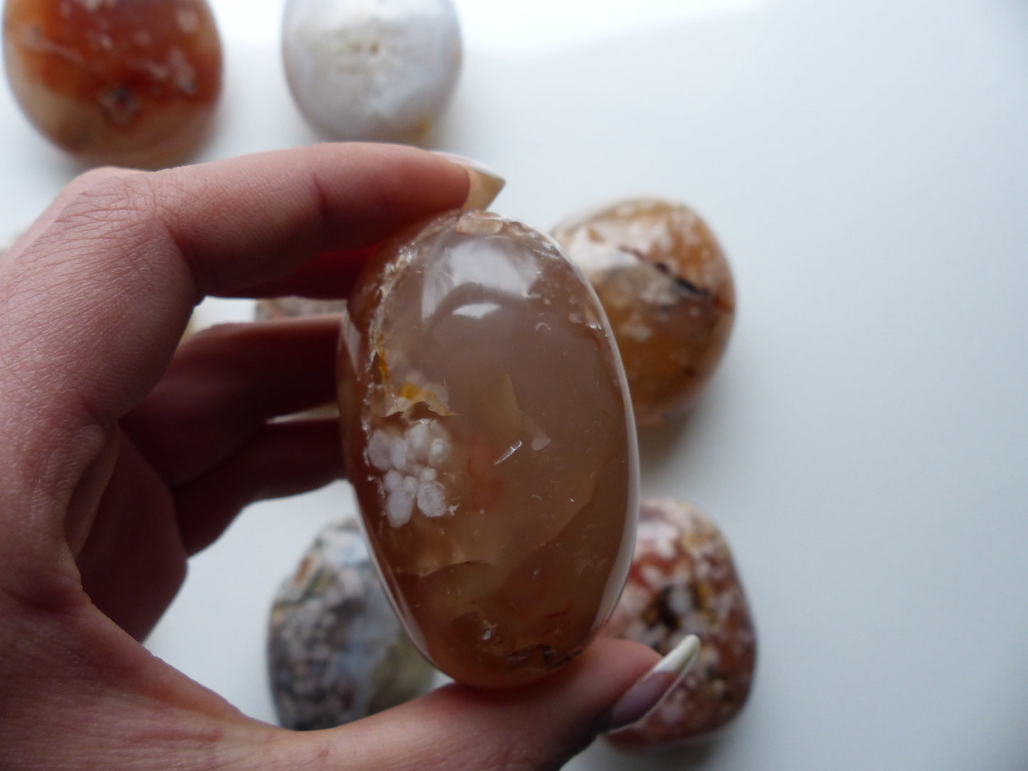 Flower Agate Palm Stone (#25)