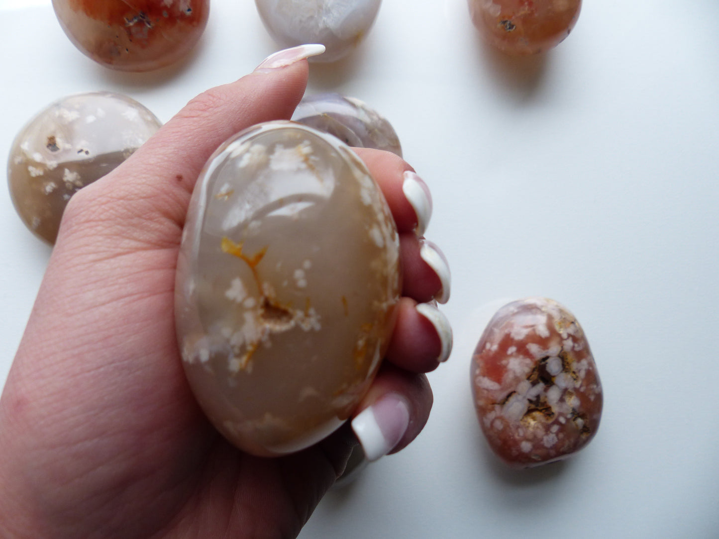 Flower Agate Palm Stone (#23)