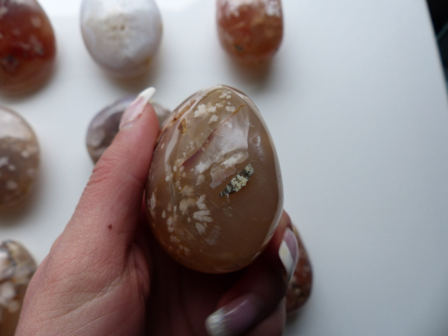 Flower Agate Palm Stone (#23)