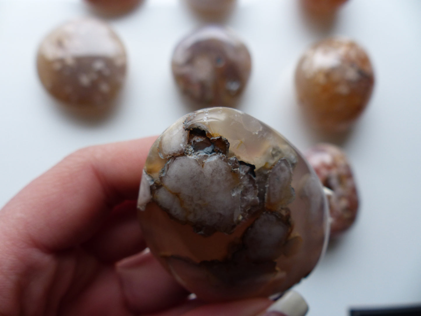 Flower Agate Palm Stone (#22)